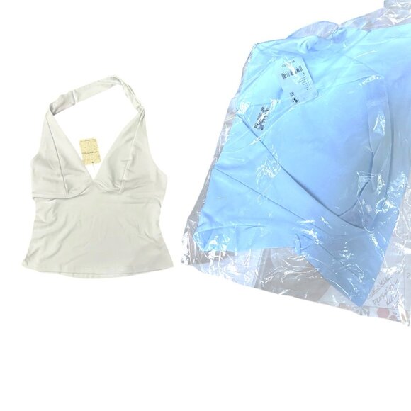 FREE PEOPLE WHITE HALTER TOP SMALL NWT - Picture 3 of 3